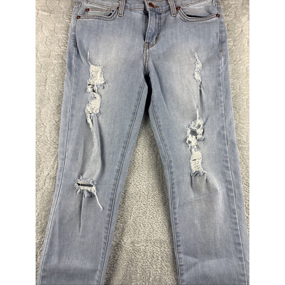 Angry Rabbit Light Washed Distressed Denim Blue Jeans JR Size 7 - Picture 2 of 11